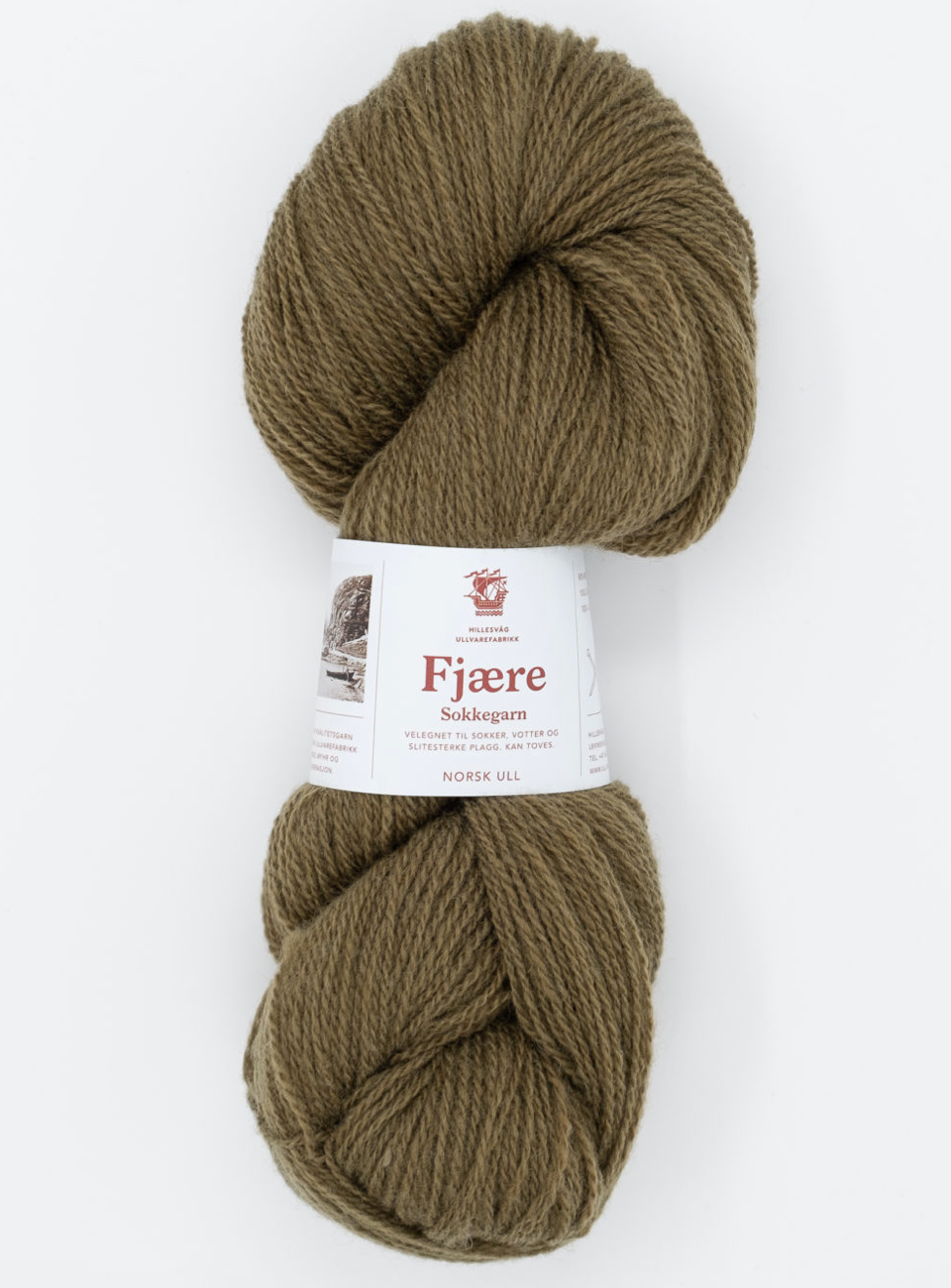 Fjære sokkegarn - 559 Olivenbrun