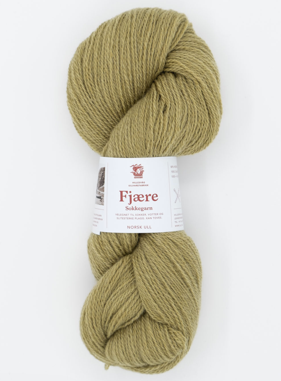 Fjære sokkegarn - 558 Støvet gulgrønn