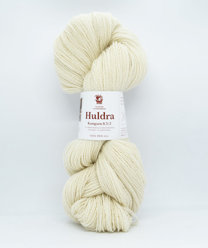 Huldra kamgarn - 8026 Ubleket hvit